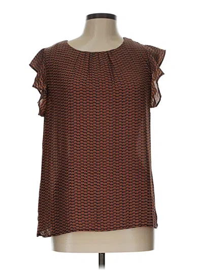 Pre-owned Alex & Lili Short Sleeve Blouse In Brown