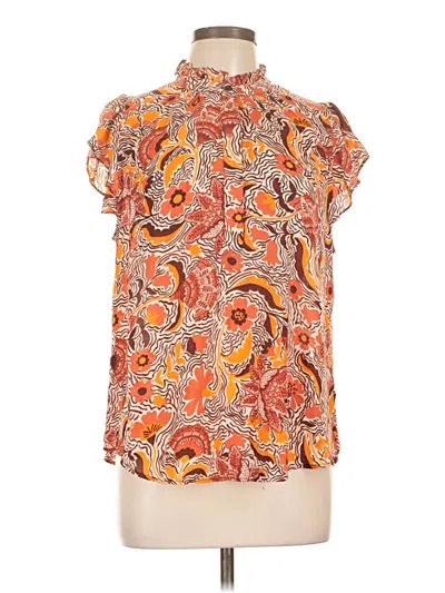 Pre-owned Alex & Lili Short Sleeve Blouse In Orange
