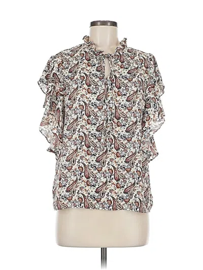 Pre-owned Alex & Lili Short Sleeve Blouse In White