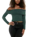 Alex & Sophia Juniors Womens Metallic Nylon Off The Shoulder In Hunt,hunt