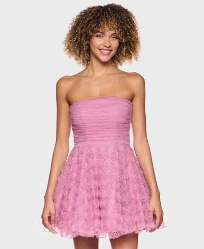 Alex & Sophia Junior's Pleated Bodice Strapless Party Dress In Pink