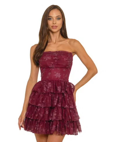 Alex & Sophia Junior's Strapless Dress In Burgundy