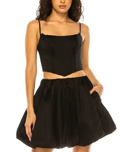 Alex & Sophia Juniors' 2-pc. Taffeta Bubble Dress Set In Black