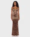 Alex & Sophia Juniors' Animal Print Off-the-shoulder Long Dress In Animal Print