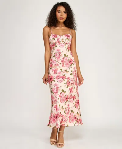 Alex & Sophia Juniors' Back Zipper Spaghetti Strap Emma Midi Dress In Multi