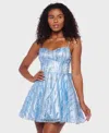 Alex & Sophia Juniors' Chunky Glitter Fit & Flare Dress In Blue