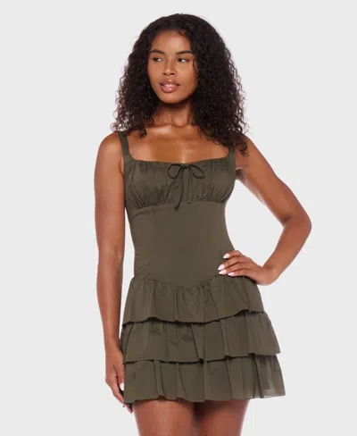 Alex & Sophia Juniors' Cotton Voile Tiered Fit & Flare Dress In Green