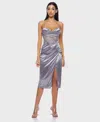 Alex & Sophia Juniors' Draped-sweetheart-neck Lace-up Midi Dress In Gray