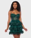 Alex & Sophia Juniors' Embellished Short Fit & Flare Dress In Green