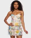 Alex & Sophia Juniors' Floral-print Corset Mini Dress In White