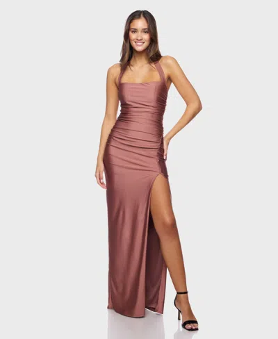 Alex & Sophia Juniors' Halter Neck Back Tie Dress In Purple