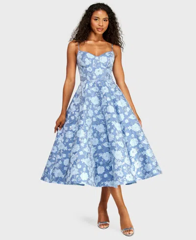 Alex & Sophia Juniors' Jacquard Midi Dress In Blue