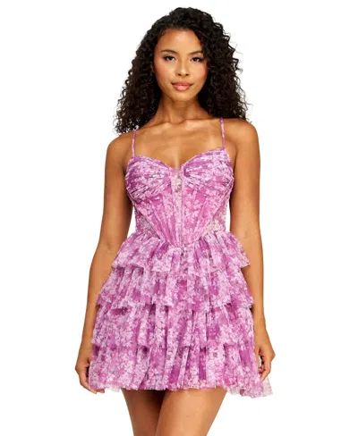 Alex & Sophia Juniors Mesh Dress In Pink