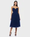 Alex & Sophia Juniors' Mesh Tulle Sleeveless Midi Dress In Blue