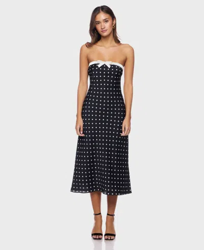 Alex & Sophia Juniors' Polka Dot With Bow Strapless Dress In Multi