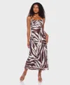 Alex & Sophia Juniors' Printed Satin Sleeveless Dress In Brown