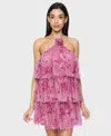 Alex & Sophia Juniors' Printed Short Halter Dress In Pink