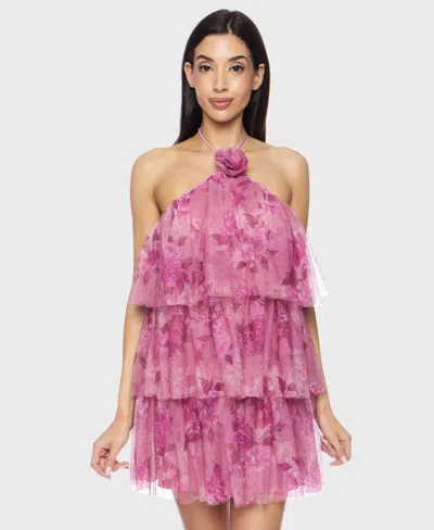 Alex & Sophia Juniors' Printed Short Halter Dress