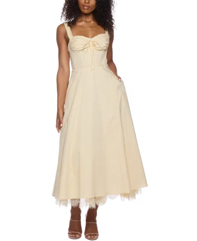 Alex & Sophia Juniors' Ruched-front Midi Dress In Vanilla