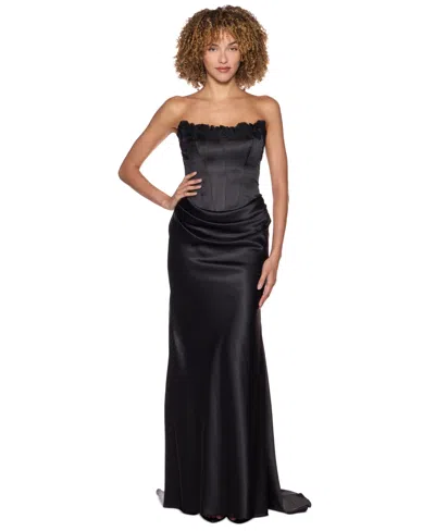 Alex & Sophia Juniors Satin Dress In Black