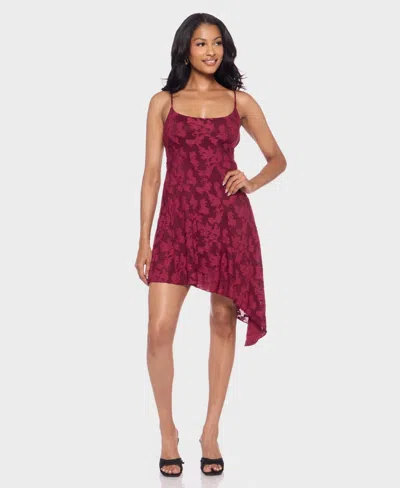 Alex & Sophia Juniors' Scoop Neck Jacquard Dress In Burgundy