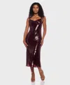 Alex & Sophia Juniors' Sequined Mesh Midi Dress In Burgundy