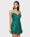 Alex & Sophia Juniors' Sequined V-neck Short Dress In Green