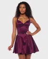 Alex & Sophia Juniors' Sleeveless Short Fit & Flare Dress In Purple