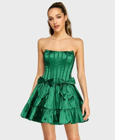 Alex & Sophia Juniors' Sleeveless Taffeta Fit & Flare Dress In Green