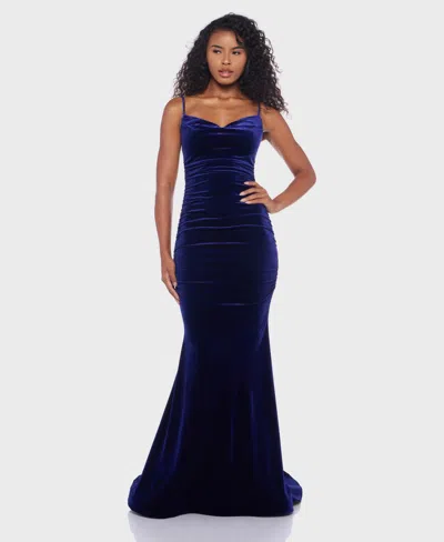 Alex & Sophia Juniors' Spaghetti-strap Sweetheart Long Dress In Blue