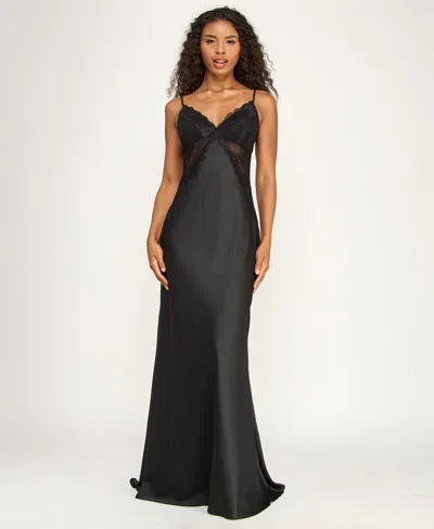 Alex & Sophia Juniors' Spaghetti Strap V-neck Polyester Gown In Multi
