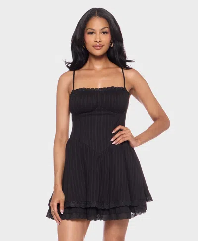Alex & Sophia Juniors' Square Neck Mini Dress In Black