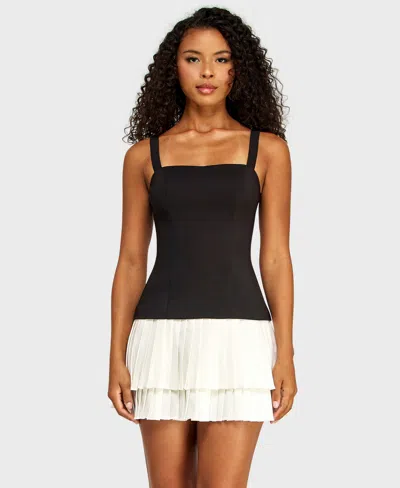 Alex & Sophia Juniors' Square Neck Pleated Mini Dress In Multi