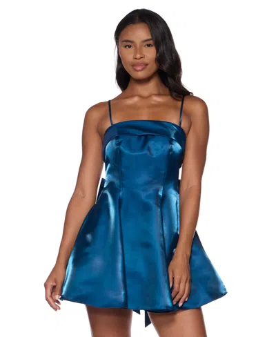 Alex & Sophia Juniors' Square Neck Short Dress In Blue