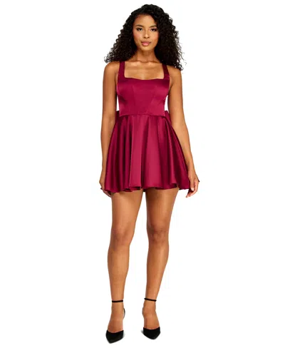 Alex & Sophia Juniors Square-neck Dress In Pink
