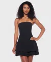 Alex & Sophia Juniors' Strapless Layered-hem Fit & Flare Dress In Black