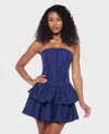 Alex & Sophia Juniors' Strapless Petal Dress In Blue