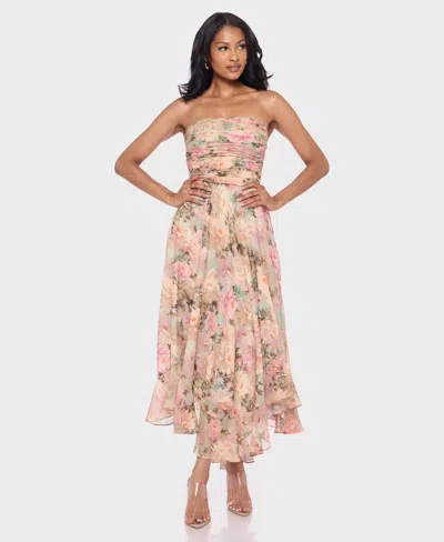 Alex & Sophia Juniors' Strapless Printed Dress In Pink