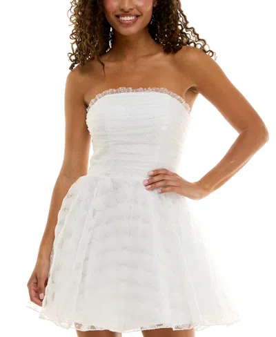 Alex & Sophia Juniors' Strapless Ruched-top Dress In White