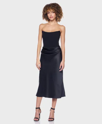 Alex & Sophia Juniors' Strapless Scoop Neck Midi Dress In Black