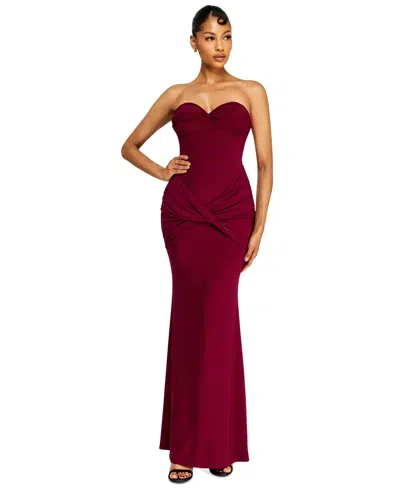 Alex & Sophia Juniors' Sweetheart-neck Dress In Brown