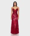 Alex & Sophia Juniors' V-neck Sequined Dress In Red