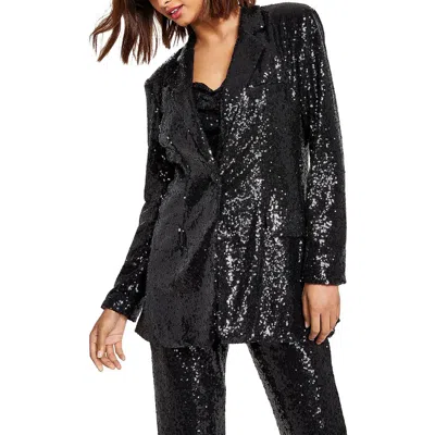 Alex & Sophia Juniors Womens Embellished Pocket One-button Blazer In Black