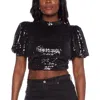 Alex & Sophia Juniors Womens Sequin Open Back Blouse In Multi