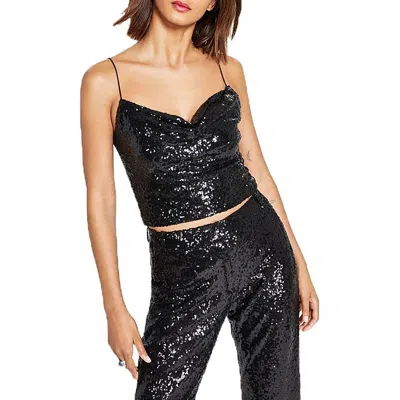 Alex & Sophia Juniors Womens Sequined Cowl Neck Cropped In Black
