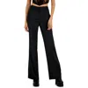 Alex & Sophia Juniors Womens Solid Satin Straight Leg Pants In Black