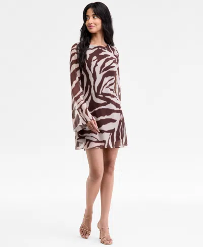 Alex & Sophia Juniors' Zebra-print Mini Dress In Sand