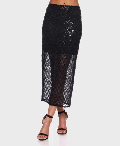 Alex & Sophia Women's Fitted Back-slit Midi Skirt In Black