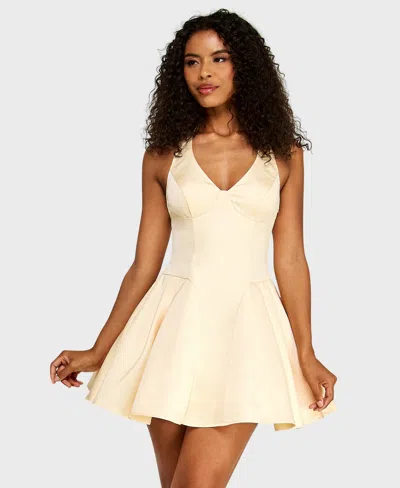 Alex & Sophia Women's Halter Neck Fit & Flare Mini Dress In White