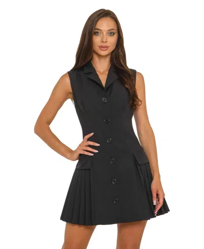Alex & Sophia Women's Sleeveless Collared Neck Dress In Black